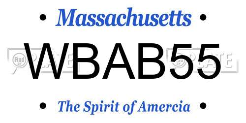 WBAB55 Massachusetts License Plate
