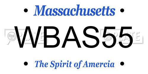 WBAS55 Massachusetts License Plate