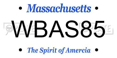 WBAS85 Massachusetts License Plate