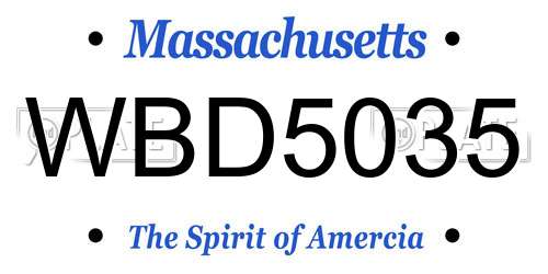 WBD5035 Massachusetts License Plate
