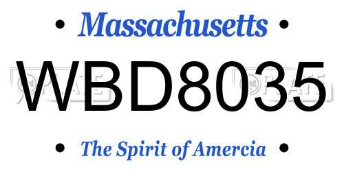 WBD8035 Massachusetts License Plate