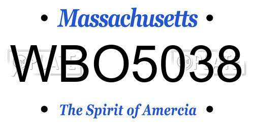 WBO5038 Massachusetts License Plate