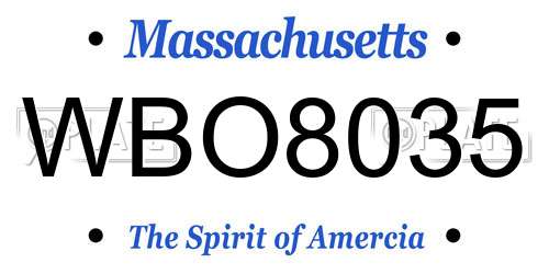 WBO8035 Massachusetts License Plate