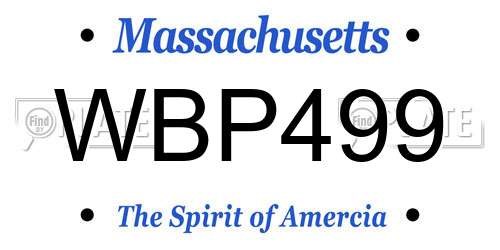 WBP499 Massachusetts License Plate