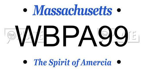 WBPA99 Massachusetts License Plate