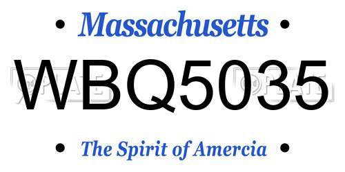 WBQ5035 Massachusetts License Plate