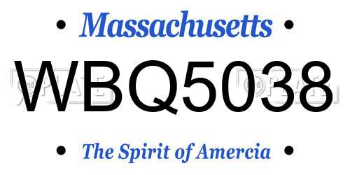WBQ5038 Massachusetts License Plate