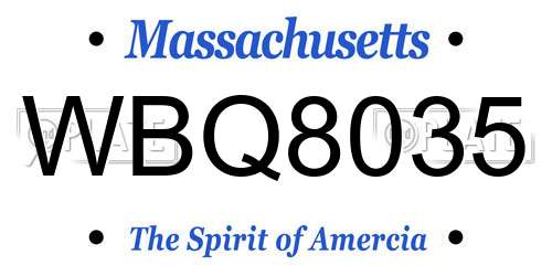 WBQ8035 Massachusetts License Plate