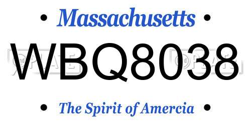 WBQ8038 Massachusetts License Plate