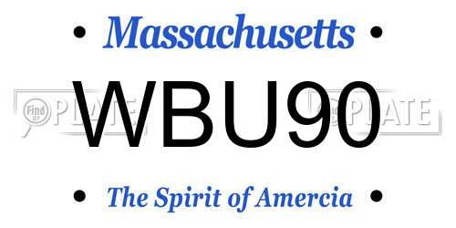 WBU90 Massachusetts License Plate