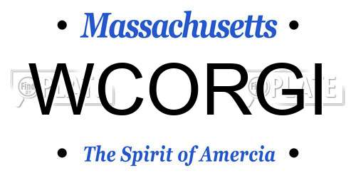 WCORGI Massachusetts License Plate