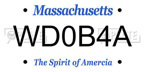 WD0B4A Massachusetts License Plate