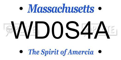 WD0S4A Massachusetts License Plate