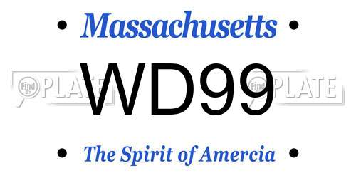 WD99 Massachusetts License Plate