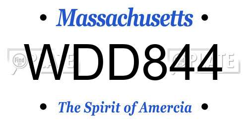 WDD844 Massachusetts License Plate