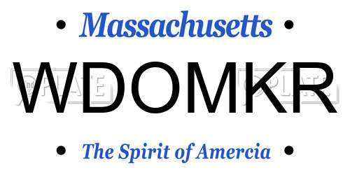 WDOMKR Massachusetts License Plate