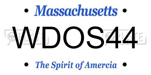 WDOS44 Massachusetts License Plate