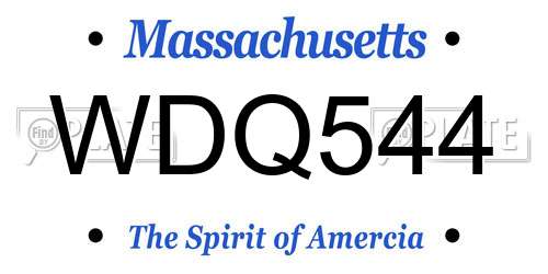 WDQ544 Massachusetts License Plate