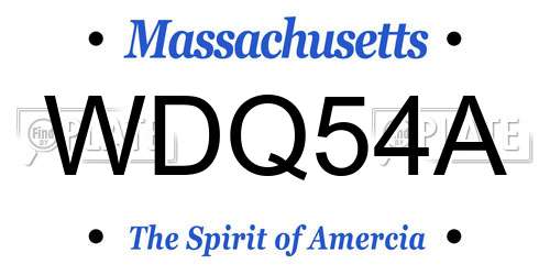 WDQ54A Massachusetts License Plate
