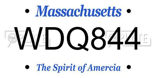 WDQ844 Massachusetts License Plate