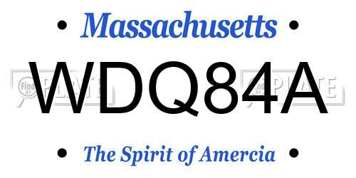 WDQ84A Massachusetts License Plate