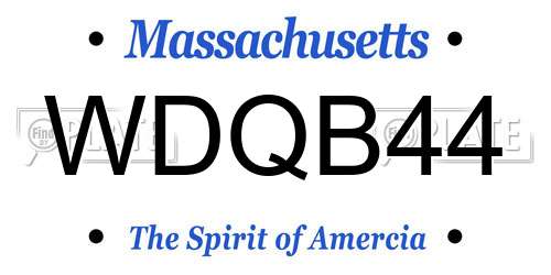 WDQB44 Massachusetts License Plate