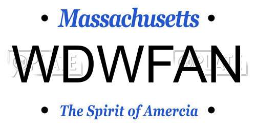 WDWFAN Massachusetts License Plate