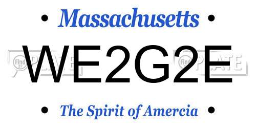 WE2G2E Massachusetts License Plate