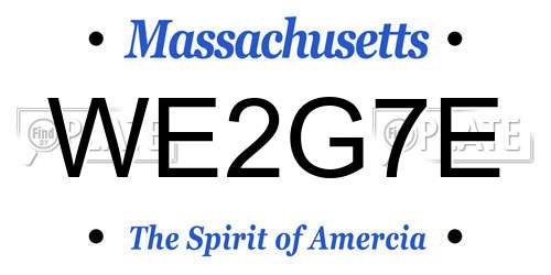 WE2G7E Massachusetts License Plate