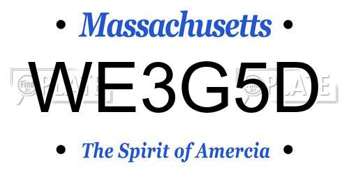 WE3G5D Massachusetts License Plate