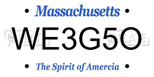WE3G5O Massachusetts License Plate