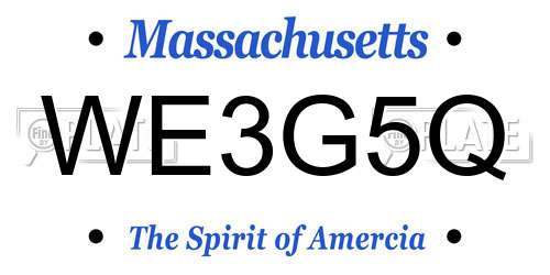 WE3G5Q Massachusetts License Plate