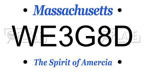 WE3G8D Massachusetts License Plate