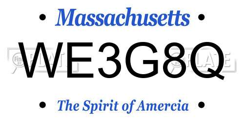 WE3G8Q Massachusetts License Plate