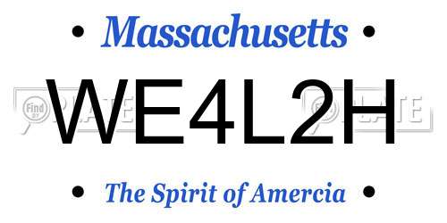 WE4L2H Massachusetts License Plate