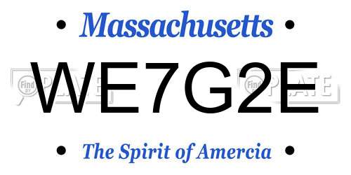 WE7G2E Massachusetts License Plate