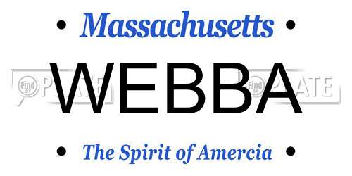 WEBBA Massachusetts License Plate