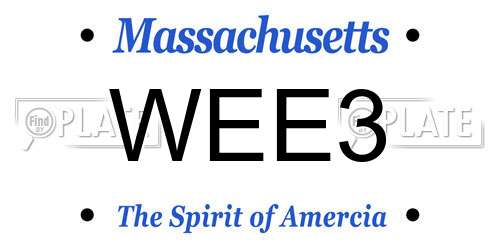 WEE3 Massachusetts License Plate