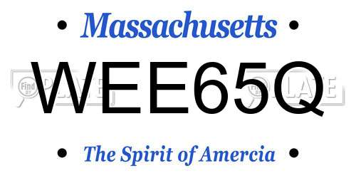 WEE65Q Massachusetts License Plate