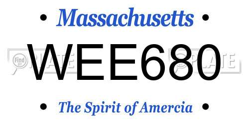WEE680 Massachusetts License Plate