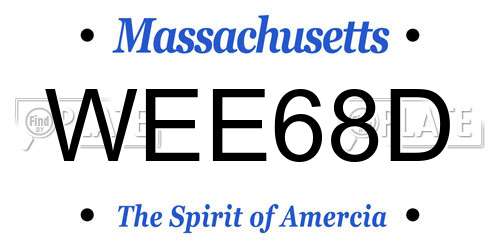WEE68D Massachusetts License Plate