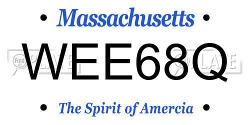 WEE68Q Massachusetts License Plate