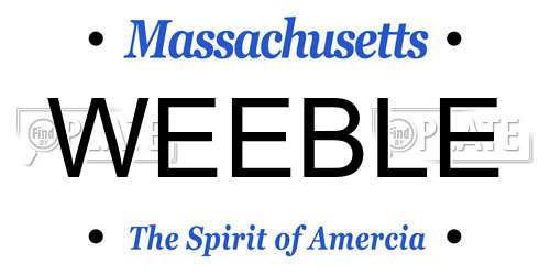 WEEBLE Massachusetts License Plate