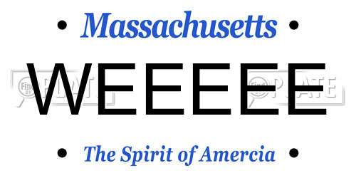 WEEEEE Massachusetts License Plate