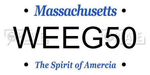 WEEG50 Massachusetts License Plate