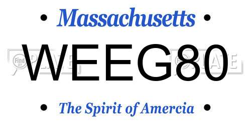 WEEG80 Massachusetts License Plate