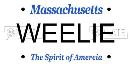 WEELIE Massachusetts License Plate