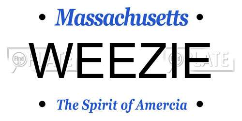WEEZIE Massachusetts License Plate