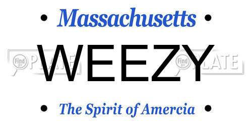 WEEZY Massachusetts License Plate