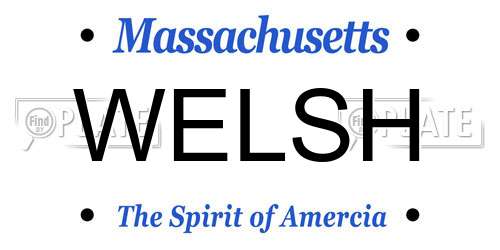 WELSH Massachusetts License Plate